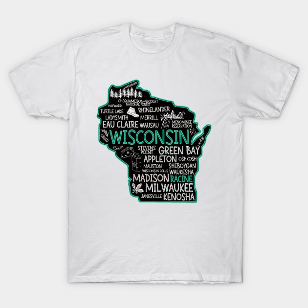 Racine Wisconsin cute Milwaukee, Osseo, Green Bay, Kenosha, Racine, Appleton, Waukesha, Eau Claire, Oshkosh, Janesville T-Shirt by BoogieCreates